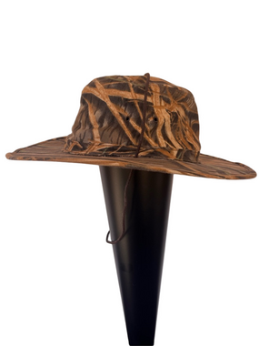 American Outdoorsman Camouflage Wide Brim Hat Brown Black Green XL Unisex Tie